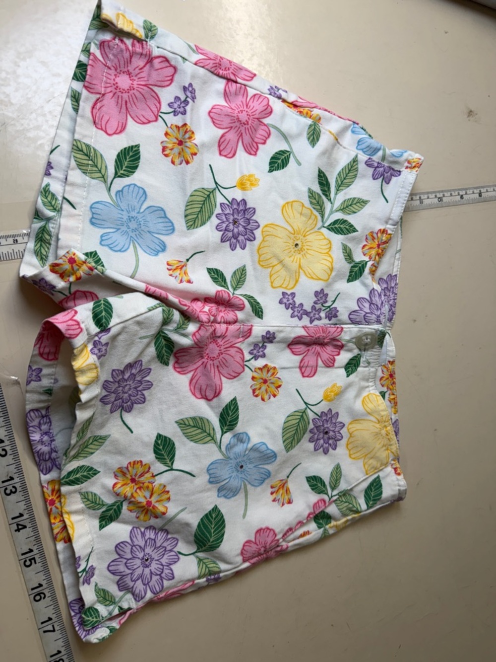 GAP White Shorts with Green Leaf and Purple Print